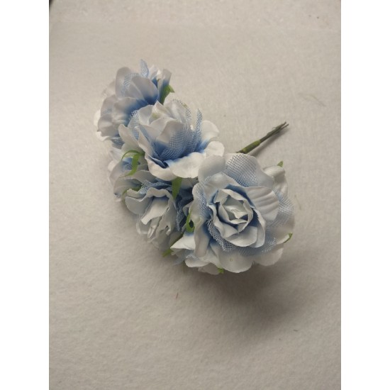 Цветы из ткани 4,5-5 см в пучках (6 шт) цв. бело-синий, цена за пучок